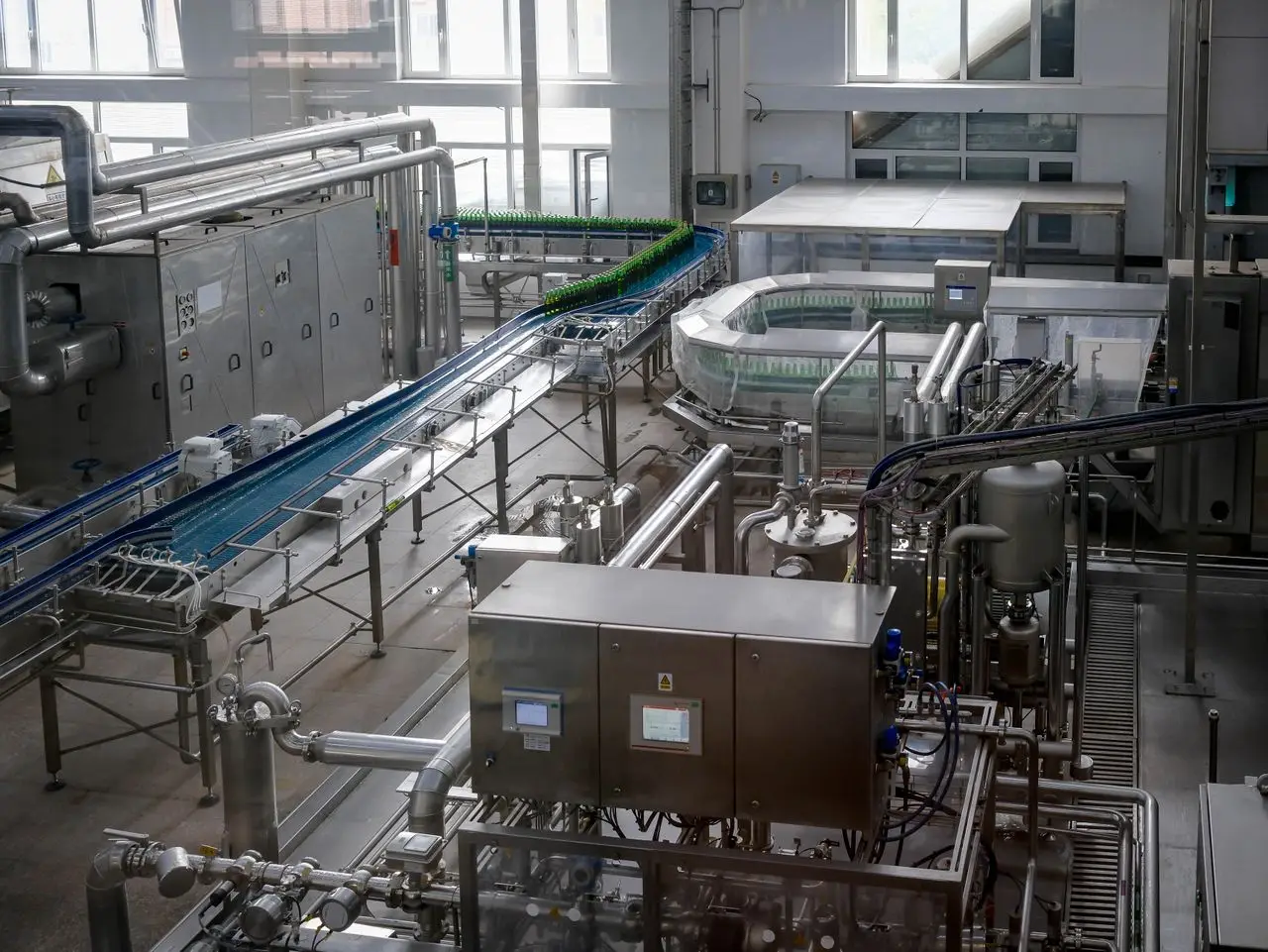 Inside a water bottling plant