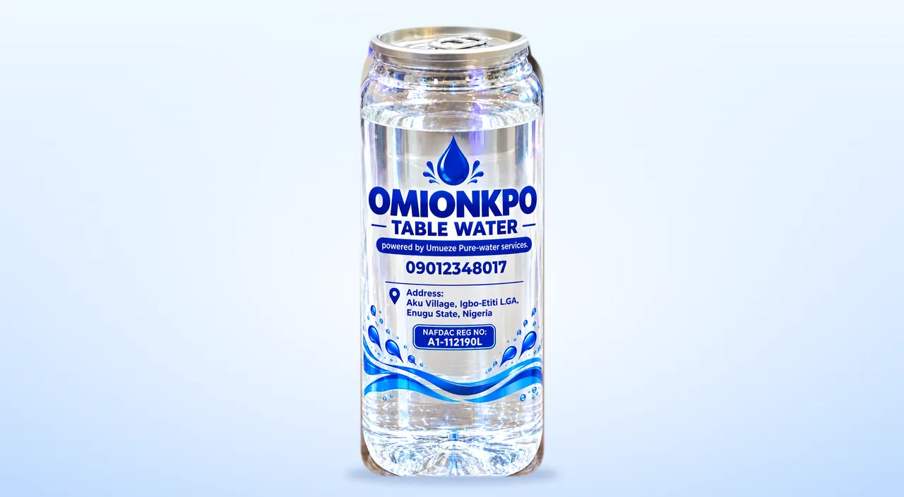 A bottle of Omionkpo Table Water
